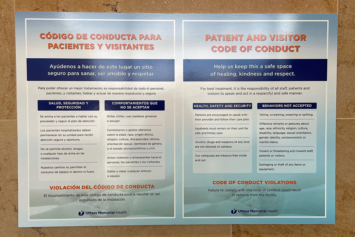 Standards of respect signs Spanish version and English version.