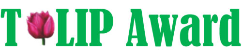 The TULIP Award logo; green text with the U replaced by a pink tulip flower.