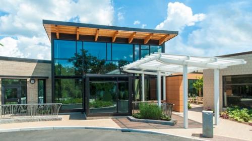 An artist rendering of the exterior of the Marlborough campus' Cancer Center.