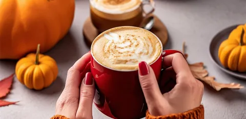 enjoying hot latte