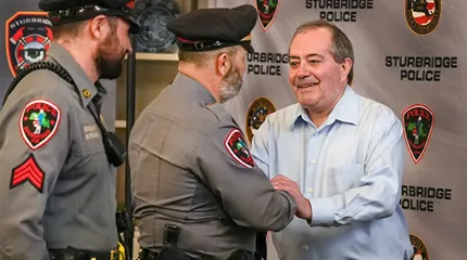 Richard Paradise personally thanks the people involved in saving his life last year.